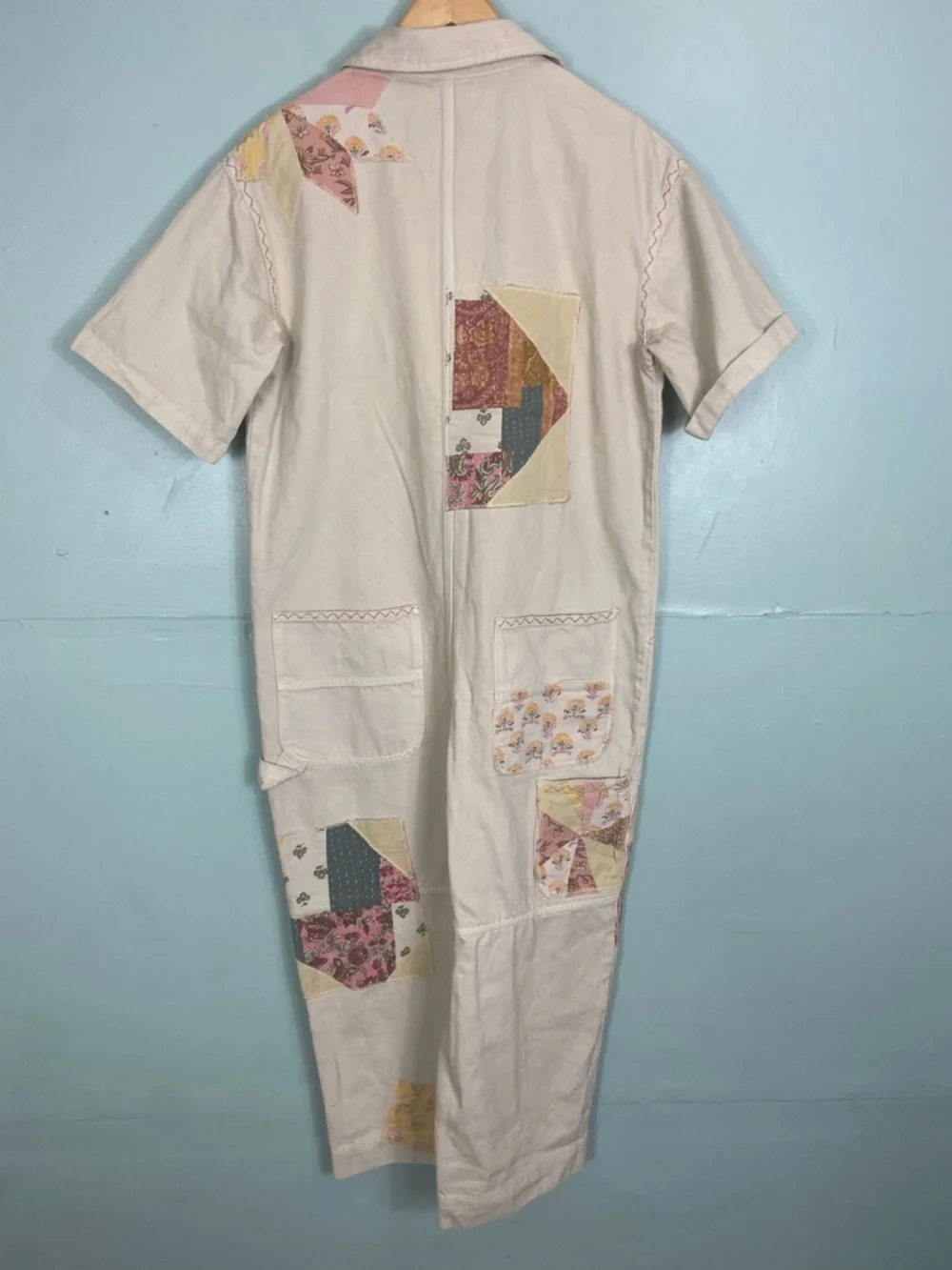Free People We The Free Glory Days Jumpsuit Coveralls Denim Patchwork‎ Medium